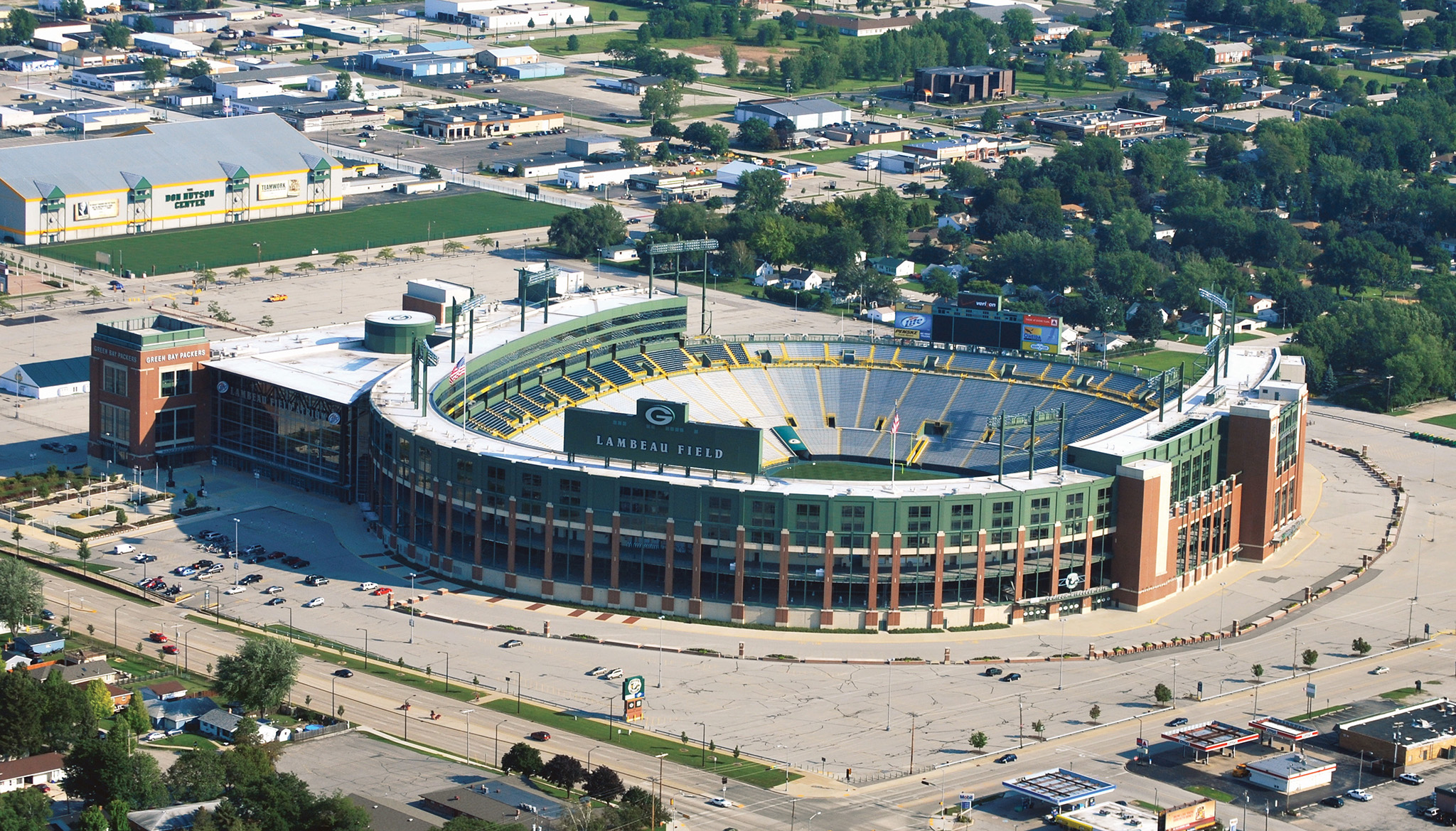 Lambeau Field — letecký pohľad pred prestavbou 2000