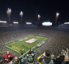 Fans stand for the National Anthem before the Green Bay Packers game against the Seattle Seahawks Sunday September 20, 2015 at Lambeau Field in Green Bay, Wis.  MARK HOFFMAN/MHOFFMAN@JOURNALSENTINEL.COM