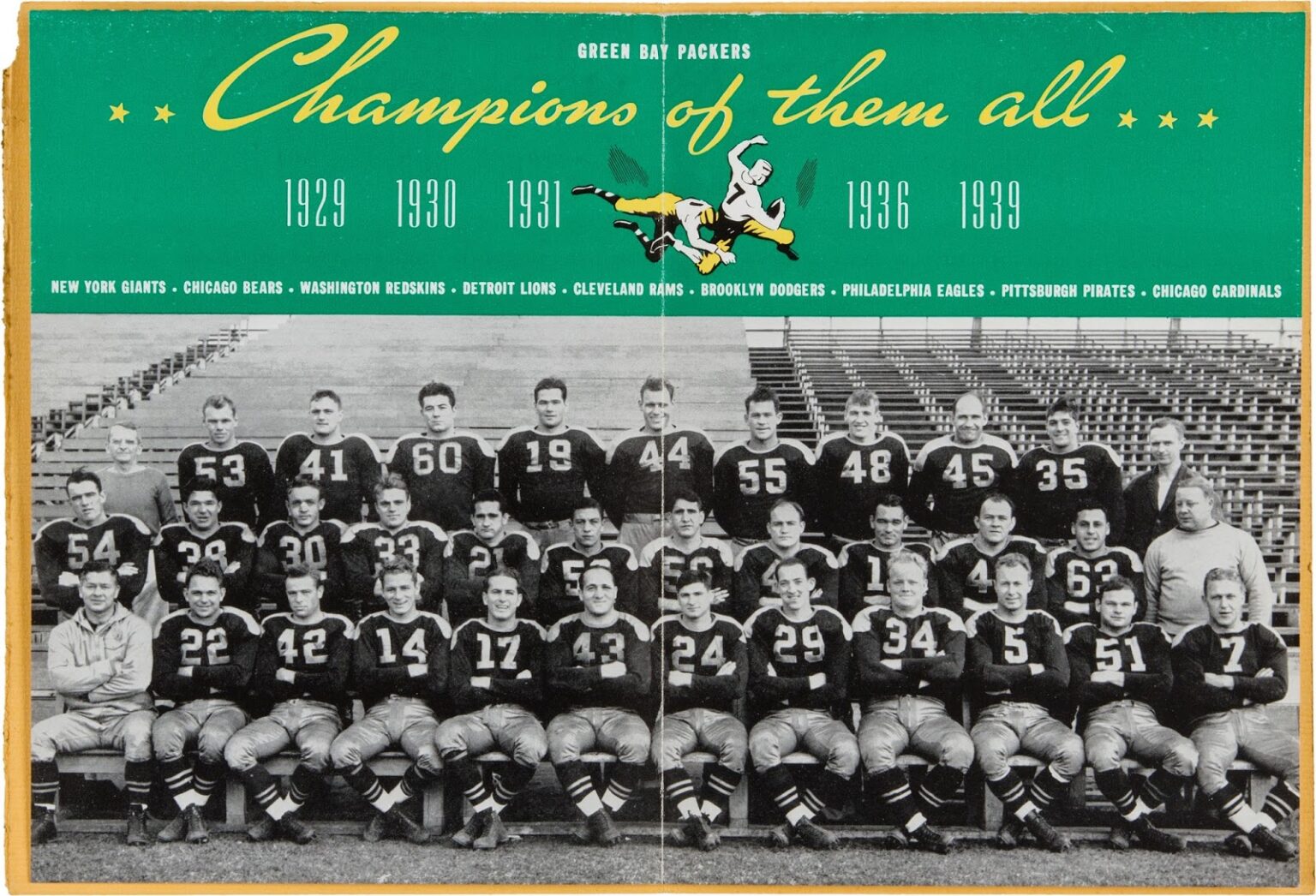 Green Bay Packers championship team photo, 1939 NFL season